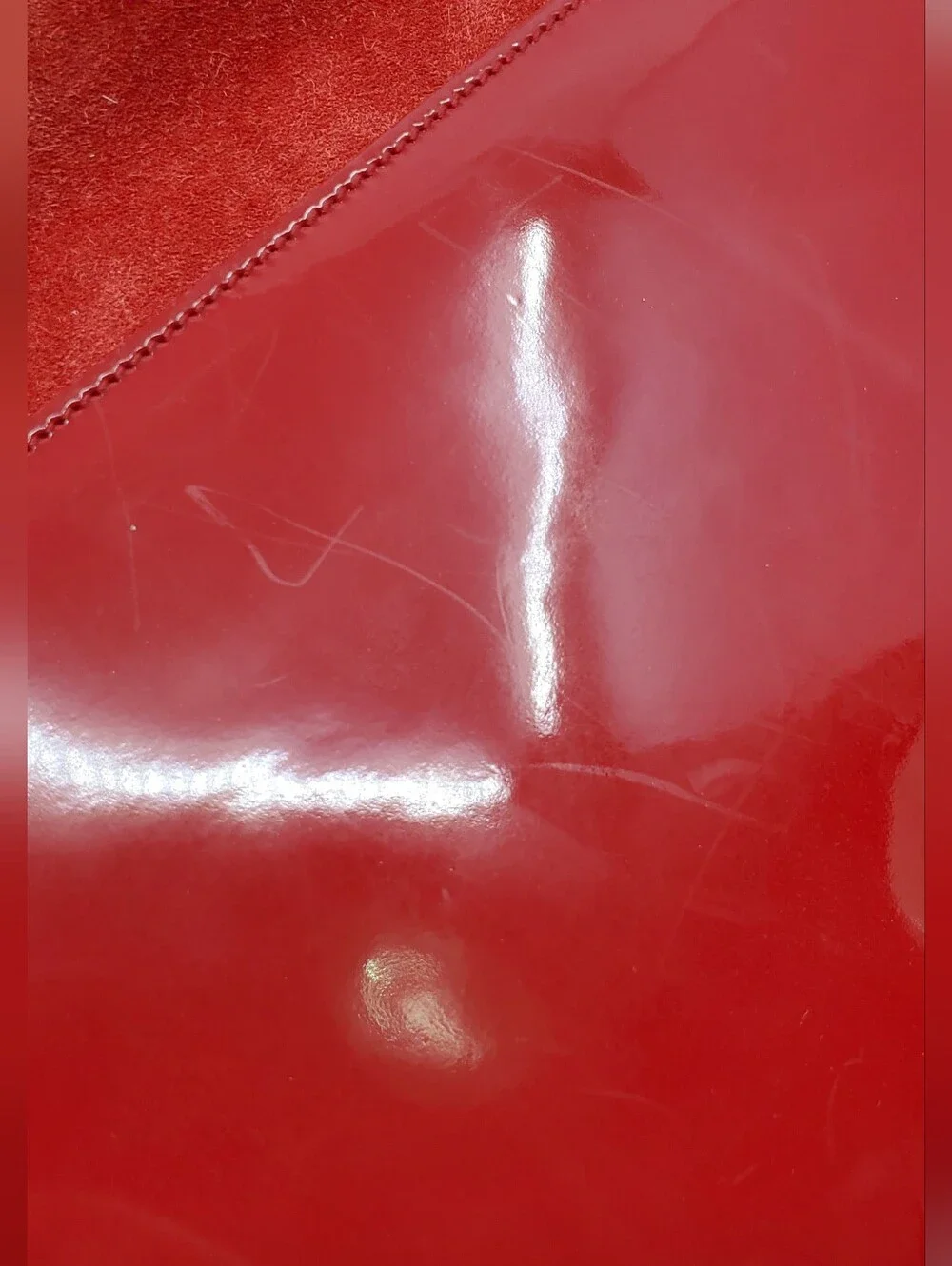 YSL Textured Patent Monogram Large Belle De Jour Clutch Red - Picture 6 of 16